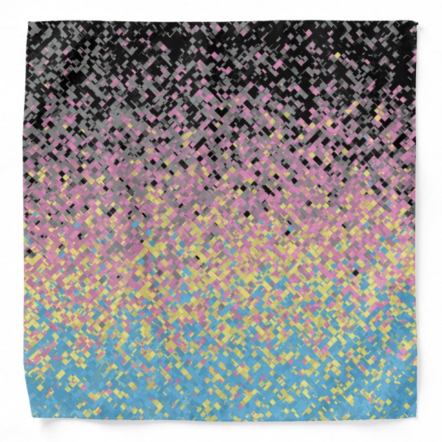 Trippy Funky Pixelated Polygender Pride Flag Bandana (Front)