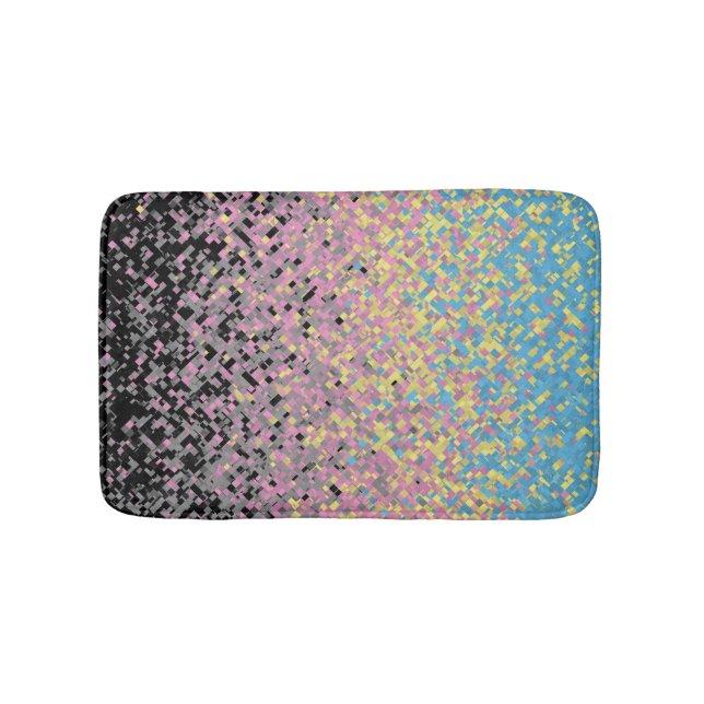 Trippy Funky Pixelated Polygender Pride Flag Bath Mat (Front)