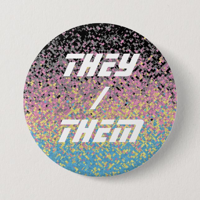 Trippy Funky Pixelated Polygender Pride Flag Button (Front)