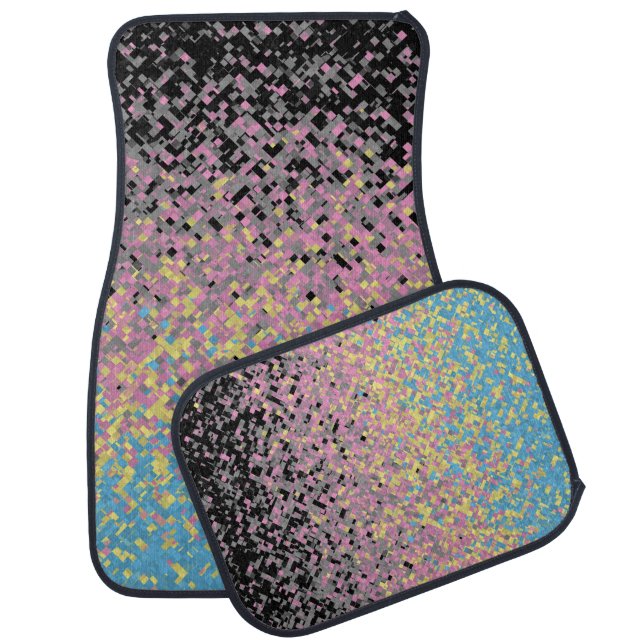 Trippy Funky Pixelated Polygender Pride Flag Car Floor Mat (Set)