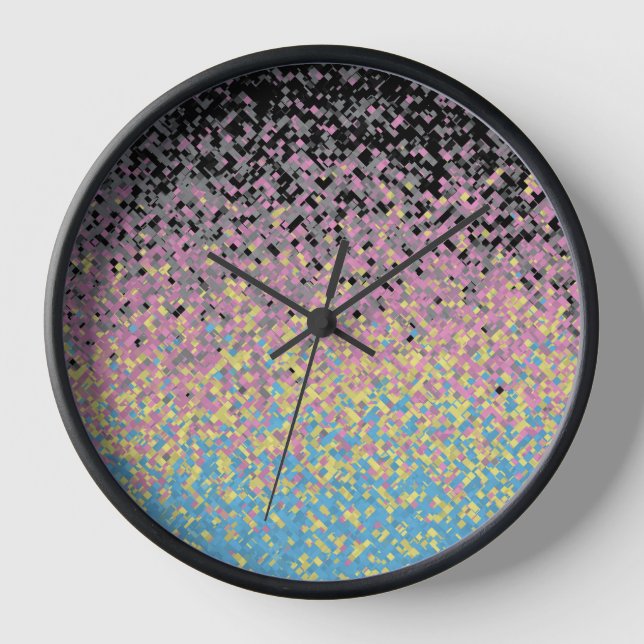 Trippy Funky Pixelated Polygender Pride Flag Clock (Front)