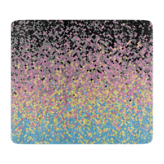 Trippy Funky Pixelated Polygender Pride Flag Cutting Board (Front)