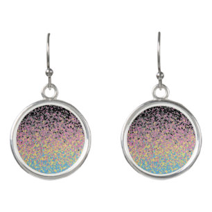 Trippy Funky Pixelated Polygender Pride Flag Earrings