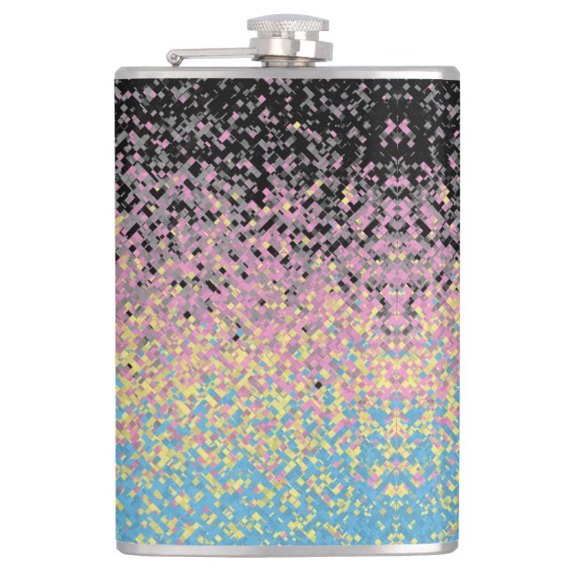 Trippy Funky Pixelated Polygender Pride Flag Flask (Front)
