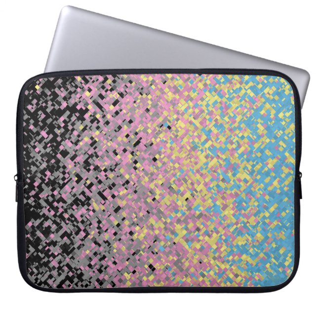 Trippy Funky Pixelated Polygender Pride Flag Laptop Sleeve (Front)