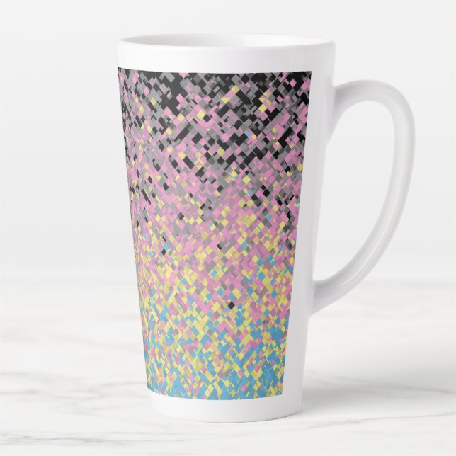 Trippy Funky Pixelated Polygender Pride Flag Latte Mug (Right)