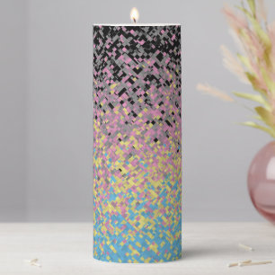 Trippy Funky Pixelated Polygender Pride Flag Pillar Candle