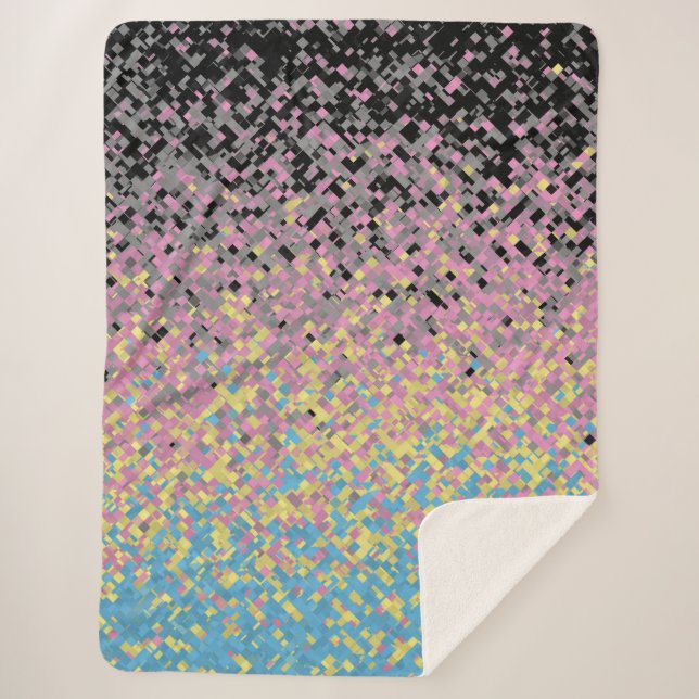 Trippy Funky Pixelated Polygender Pride Flag Sherpa Blanket (Front)