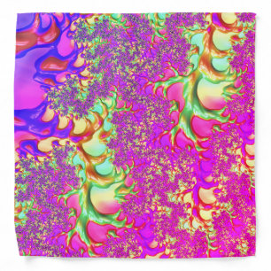Trippy Funky Vibrant Neon Groovy Acid Trip Fractal Bandana