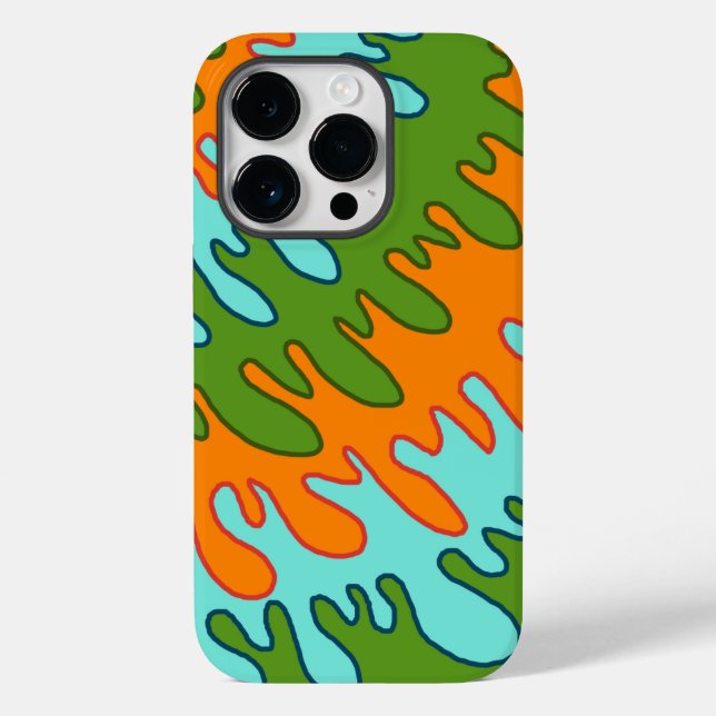 Trippy Green Orange Liquid Drip Stripe Y2K Pattern Case-Mate iPhone Case (Back)
