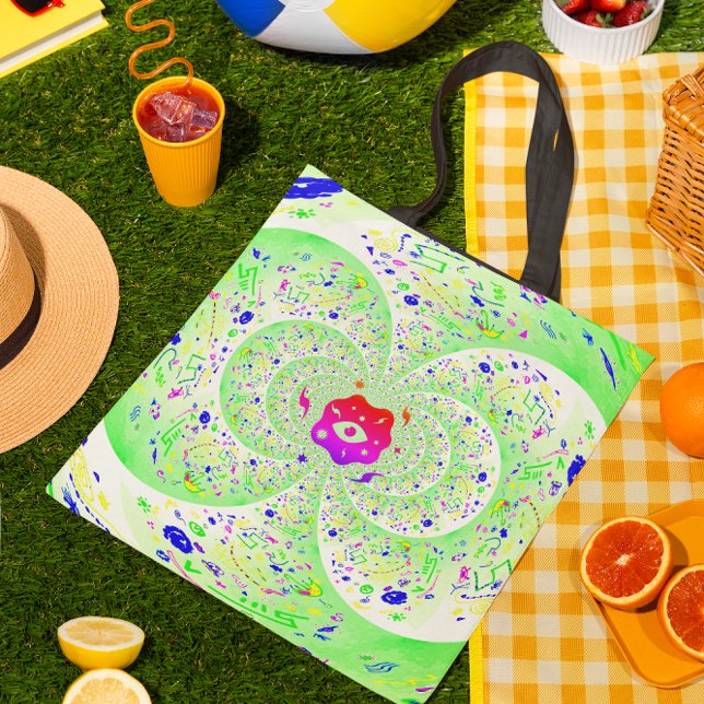 Trippy Green Tote Bag (Creator Uploaded)