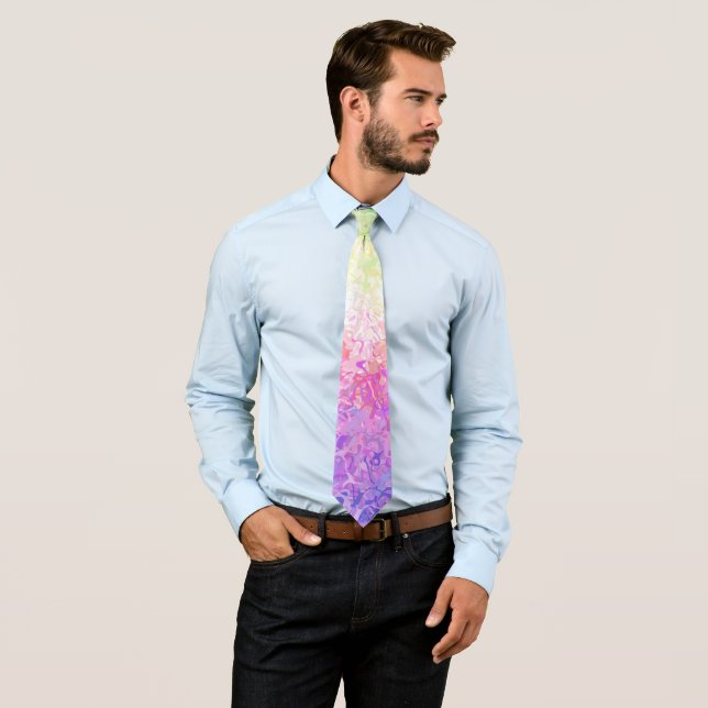 Trippy Groovy Boho Abstract Genderdoe Pride Flag Neck Tie (In Situ)