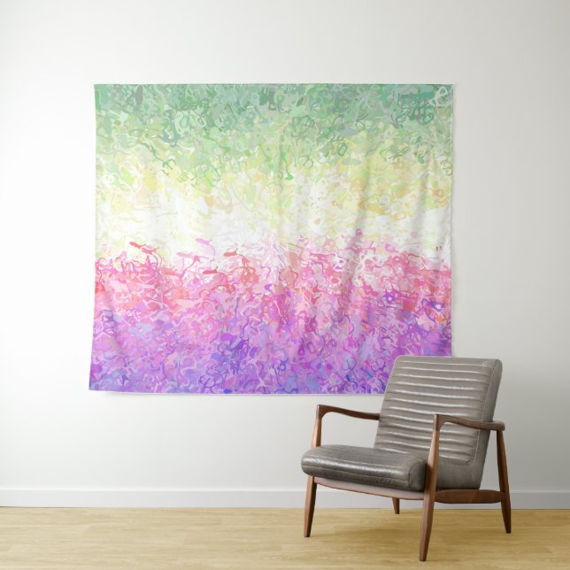 Trippy Groovy Boho Abstract Genderdoe Pride Flag Tapestry (In Situ (Horizontal))