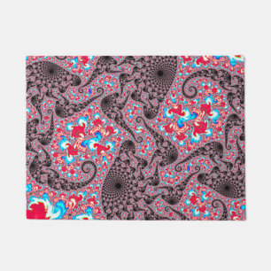 Trippy Groovy Boho Hippie Spiraling Fractal Art Doormat