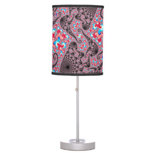 Trippy Groovy Boho Hippie Spiraling Fractal Art Table Lamp