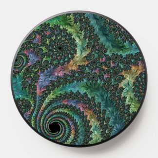 Trippy Groovy Colorful Jewel Tone Fractal Art PopSocket