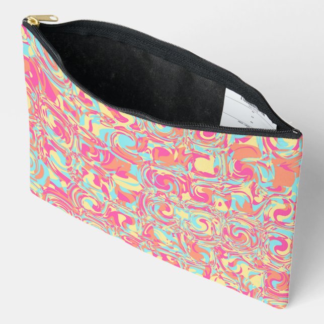 Trippy Groovy Colorful Swirls Digital Abstract Accessory Pouch (Open)