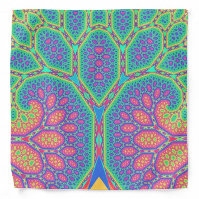 Trippy Groovy Mathematical Geometric Fractal Tree Bandana (Front)