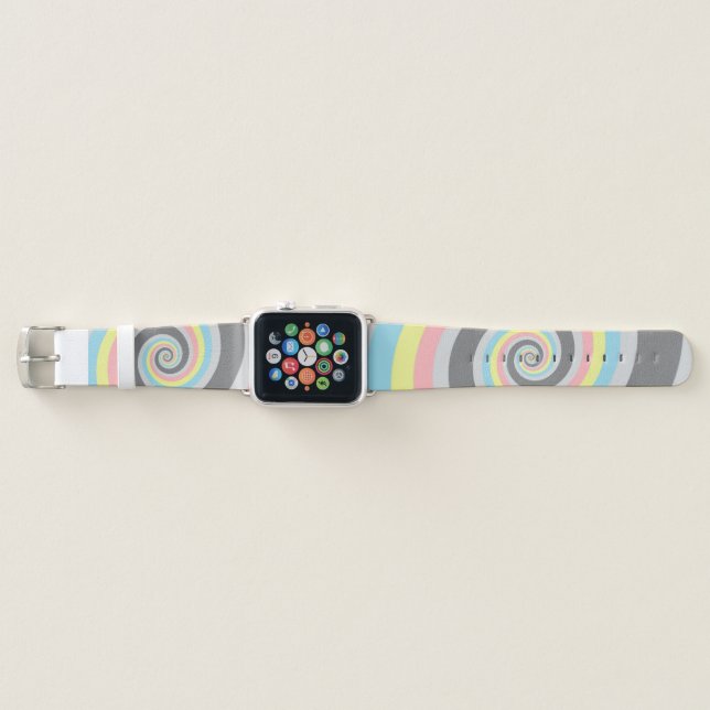 Trippy Groovy Spiral Abstract Demiflux Pride Flag Apple Watch Band (Front)
