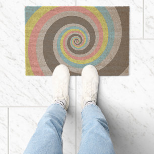 Trippy Groovy Spiral Abstract Demiflux Pride Flag Fiber Doormat