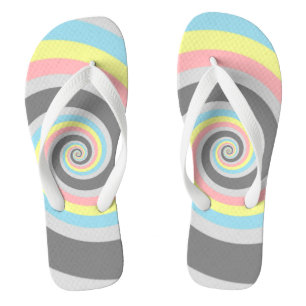 Trippy Groovy Spiral Abstract Demiflux Pride Flag Flip Flops