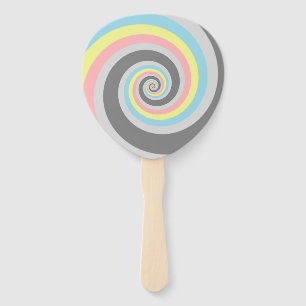 Trippy Groovy Spiral Abstract Demiflux Pride Flag Hand Fan