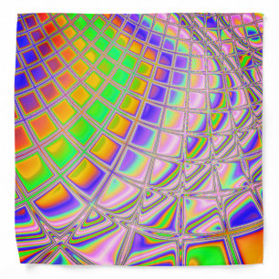 Trippy Groovy Vibrant Abstract Digital Fractal Art Bandana