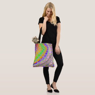 Trippy Groovy Vibrant Abstract Digital Fractal Art Tote Bag