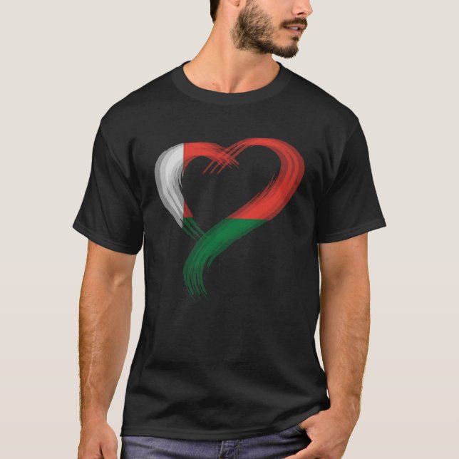 Trippy heart I love Madagascar flag Edm raves T-Shirt (Front)
