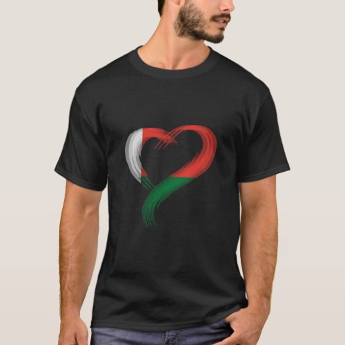 Trippy heart I love Madagascar flag Edm raves  T_Shirt