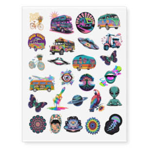 Trippy Hippie Art Temporary Tattoos