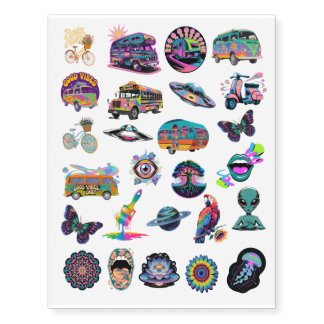 Trippy Hippie Art Temporary Tattoos