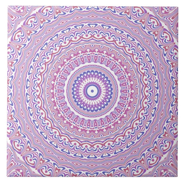 Trippy Hippie Boho Groovy Bohemian Kaleidoscope  Ceramic Tile (Front)