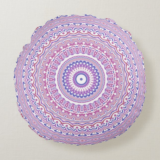 Trippy Hippie Boho Groovy Bohemian Kaleidoscope  Round Pillow (Front)