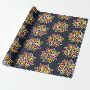 Trippy Hippie Colorful Psychedelic Eye Flower Wrapping Paper