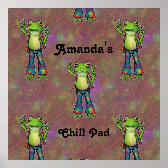 Trippy Hippie Psychedelic Frog Peace Retro Custom Poster (Front)