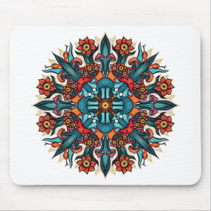 Trippy hippie psychedelic groovy mushroom mandala mouse pad