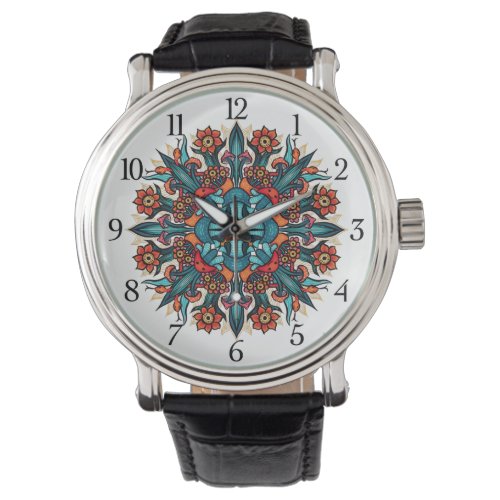 Trippy hippie psychedelic groovy mushroom mandala watch