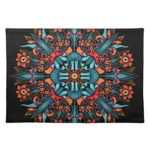 Trippy hippie psychedelic groovy mushroom weird cloth placemat