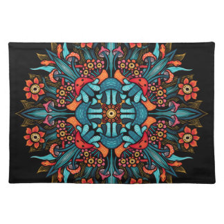 Trippy hippie psychedelic groovy mushroom weird cloth placemat