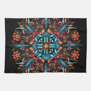 Trippy hippie psychedelic groovy mushroom weird kitchen towel