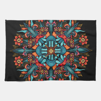 Trippy hippie psychedelic groovy mushroom weird kitchen towel