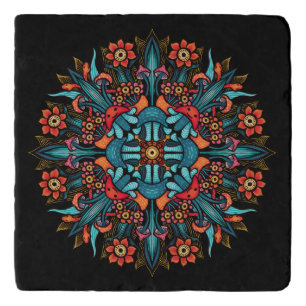 Trippy hippie psychedelic groovy mushroom weird trivet