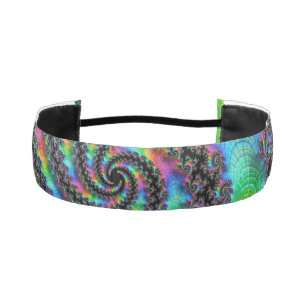 Trippy Hippie Psychedelic Rainbow Spiral Fractal Athletic Headband
