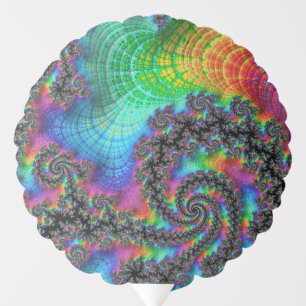 Trippy Hippie Psychedelic Rainbow Spiral Fractal Balloon