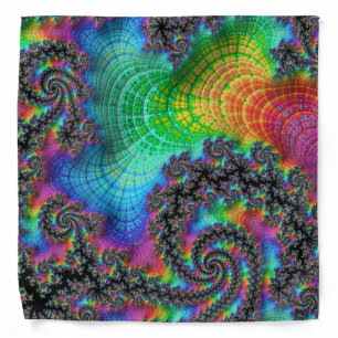 Trippy Hippie Psychedelic Rainbow Spiral Fractal Bandana