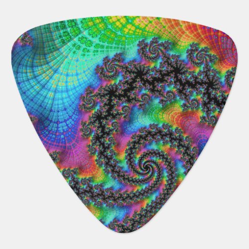 Trippy Hippie Psychedelic Rainbow Spiral Fractal Guitar Pick