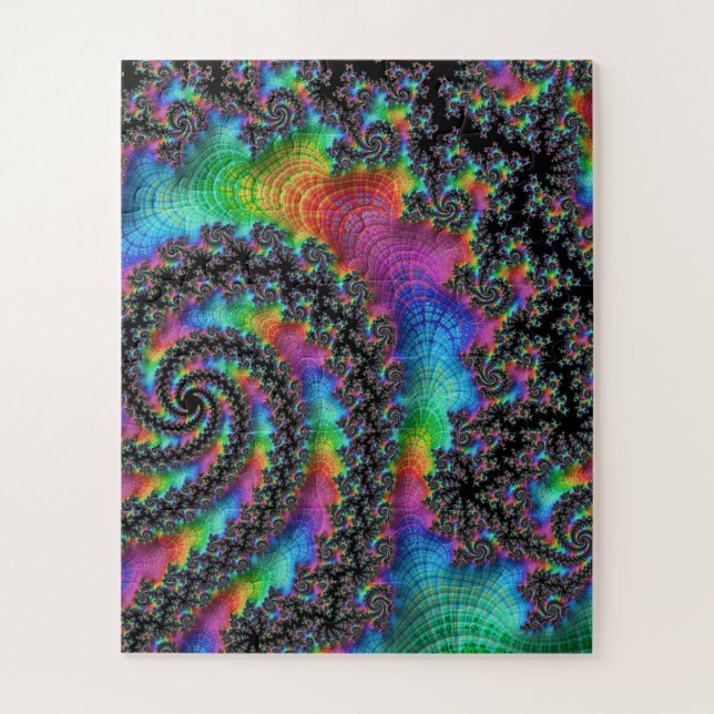 Trippy Hippie Psychedelic Rainbow Spiral Fractal Jigsaw Puzzle (Vertical)