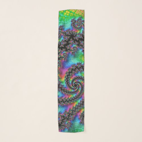 Trippy Hippie Psychedelic Rainbow Spiral Fractal Scarf