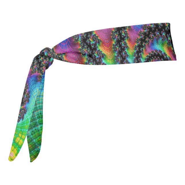 Trippy Hippie Psychedelic Rainbow Spiral Fractal Tie Headband (Rotate 270)